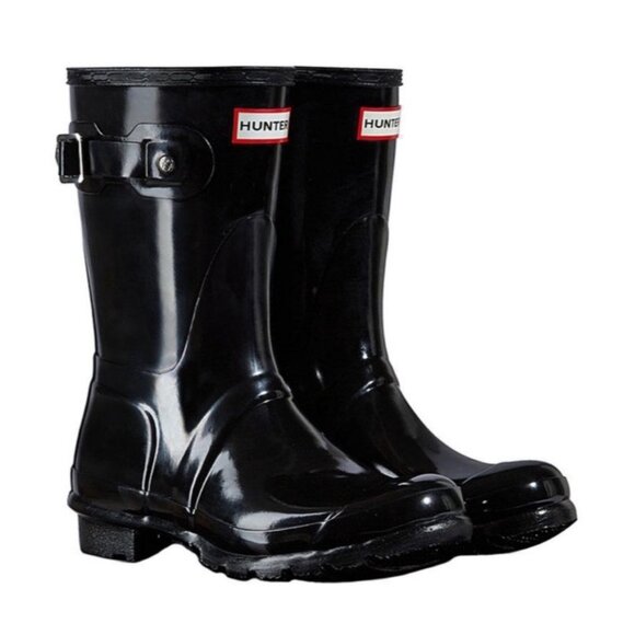 Hunter Women's Original wellies Short Gloss Rain Boots Black NWOT Size 10 - Picture 2 of 12
